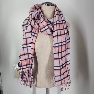 NEW J.Crew Italian Wool Scarf Asbury Tartan Pink Plaid Made in Italy